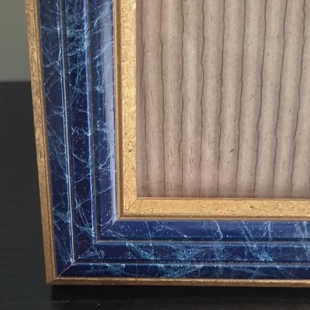 Elegant Blue and Gold Picture Frame